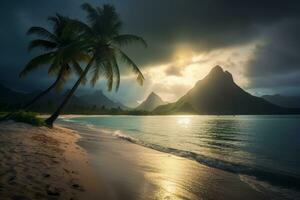 oscuro tropical paisaje de playa generativo ai foto