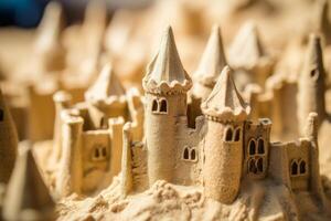 Detailed Sandcastle on a Beach Generative AI photo