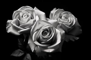 Desaturated Color Black and White Roses Texture Background Generative AI photo