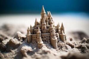 Detailed Sandcastle on a Beach Generative AI photo