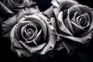 Desaturated Color Black and White Roses Texture Background Generative AI photo