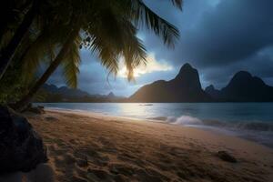 oscuro tropical paisaje de playa generativo ai foto