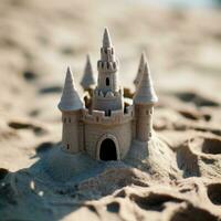 Detailed Sandcastle on a Beach Generative AI photo