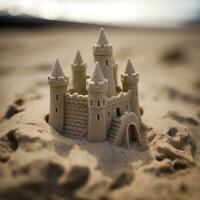 Detailed Sandcastle on a Beach Generative AI photo