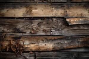 Deteriorated Wooden Planks Background Generative AI photo