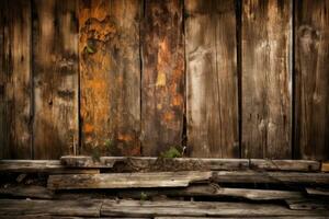 Deteriorated Wooden Planks Background Generative AI photo