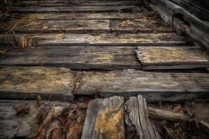 Deteriorated Wooden Planks Background Generative AI photo