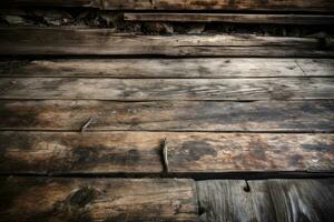 Deteriorated Wooden Planks Background Generative AI photo