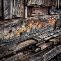 Deteriorated Wooden Planks Background Generative AI photo