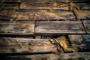 Deteriorated Wooden Planks Background Generative AI photo