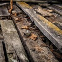 Deteriorated Wooden Planks Background Generative AI photo