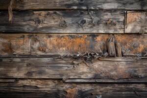 Deteriorated Wooden Planks Background Generative AI photo