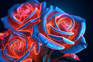 Futuristic Cybernetic Sci-Fi Roses Texture Background Generative AI photo