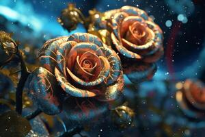 Futuristic Cybernetic Sci-Fi Roses Texture Background photo