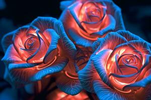 Futuristic Cybernetic Sci-Fi Roses Texture Background Generative AI photo