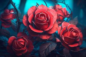 Futuristic Cybernetic Sci-Fi Roses Texture Background photo