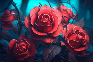 Futuristic Cybernetic Sci-Fi Roses Texture Background Generative AI photo