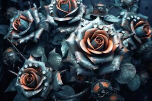 Futuristic Cybernetic Sci-Fi Roses Texture Background photo