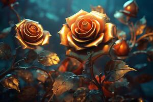 Futuristic Cybernetic Sci-Fi Roses Texture Background Generative AI photo