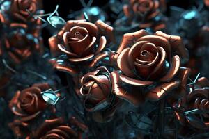 Futuristic Cybernetic Sci-Fi Roses Texture Background Generative AI photo