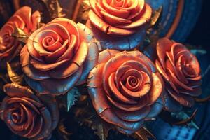 Futuristic Cybernetic Sci-Fi Roses Texture Background photo