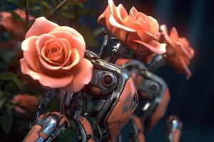 Futuristic Cybernetic Sci-Fi Roses Texture Background photo