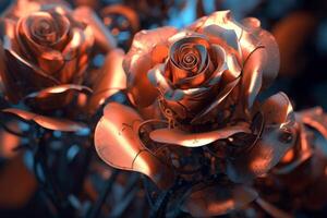 Futuristic Cybernetic Sci-Fi Roses Texture Background Generative AI photo