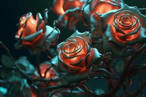 Futuristic Cybernetic Sci-Fi Roses Texture Background photo