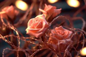 Futuristic Cybernetic Sci-Fi Roses Texture Background photo