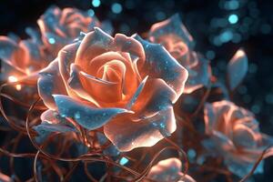 Futuristic Cybernetic Sci-Fi Roses Texture Background photo