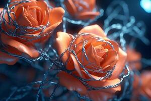 Futuristic Cybernetic Sci-Fi Roses Texture Background photo