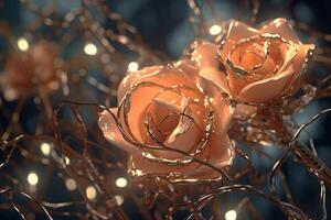 Futuristic Cybernetic Sci-Fi Roses Texture Background photo
