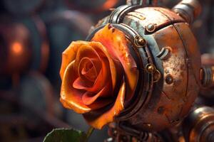 Futuristic Cybernetic Sci-Fi Roses Texture Background photo