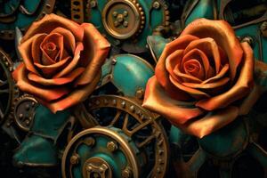 Futuristic Cybernetic Sci-Fi Roses Texture Background photo