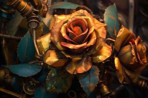 Futuristic Cybernetic Sci-Fi Roses Texture Background photo
