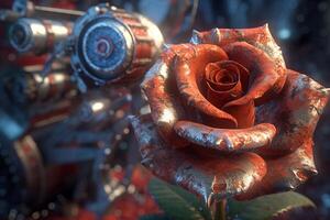 Futuristic Cybernetic Sci-Fi Roses Texture Background photo
