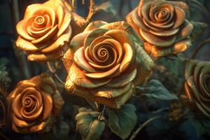 Futuristic Cybernetic Sci-Fi Roses Texture Background photo