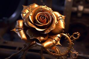 Futuristic Cybernetic Sci-Fi Roses Texture Background Generative AI photo