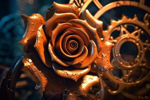 Futuristic Cybernetic Sci-Fi Roses Texture Background photo
