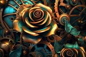 Futuristic Cybernetic Sci-Fi Roses Texture Background photo