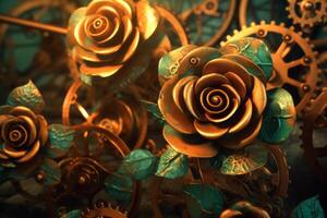 Futuristic Cybernetic Sci-Fi Roses Texture Background photo