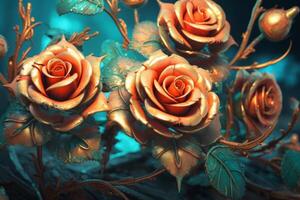 Futuristic Cybernetic Sci-Fi Roses Texture Background photo