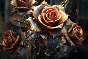 Futuristic Cybernetic Sci-Fi Roses Texture Background photo