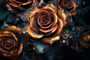 Futuristic Cybernetic Sci-Fi Roses Texture Background photo