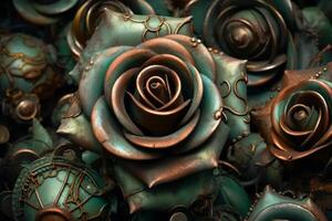 Futuristic Cybernetic Sci-Fi Roses Texture Background photo