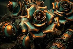 Futuristic Cybernetic Sci-Fi Roses Texture Background photo