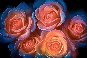 Glowing Rose Texture Background Generative AI photo