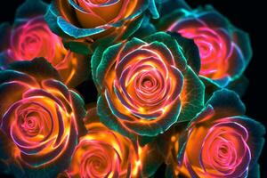 Glowing Rose Texture Background Generative AI photo