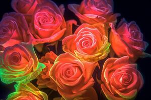 Glowing Rose Texture Background Generative AI photo