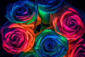 Glowing Rose Texture Background Generative AI photo